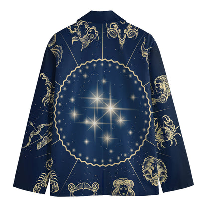Zodiac Astrology Symbols Print Men's Cotton Blazer