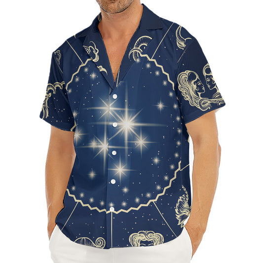Zodiac Astrology Symbols Print Men's Deep V-Neck Shirt