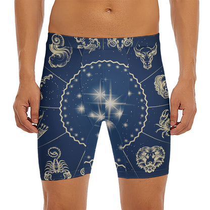 Zodiac Astrology Symbols Print Men's Long Boxer Briefs