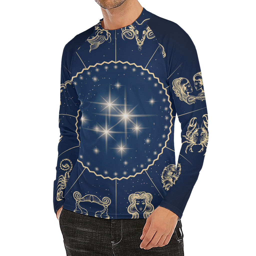 Zodiac Astrology Symbols Print Men's Long Sleeve Rash Guard