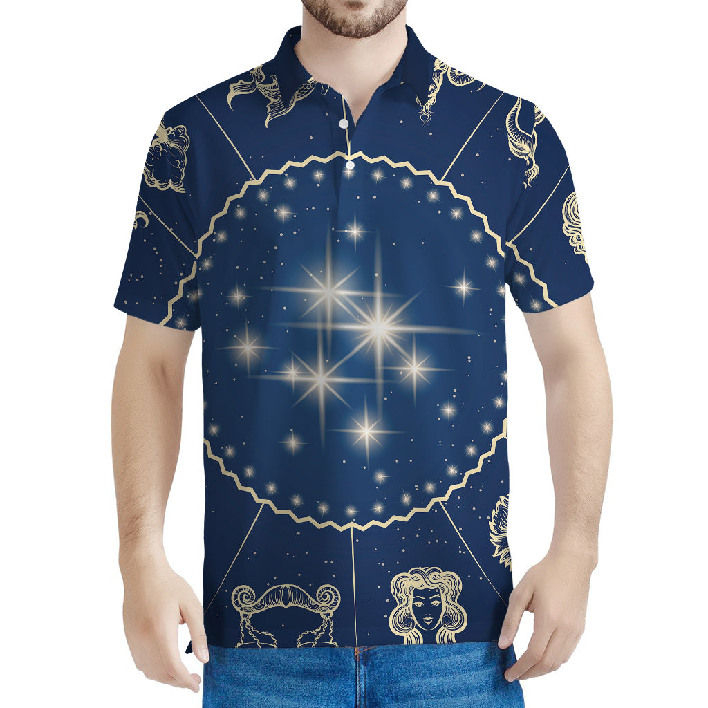 Zodiac Astrology Symbols Print Men's Polo Shirt