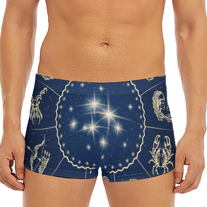 Zodiac Astrology Symbols Print Men's Short Boxer Briefs