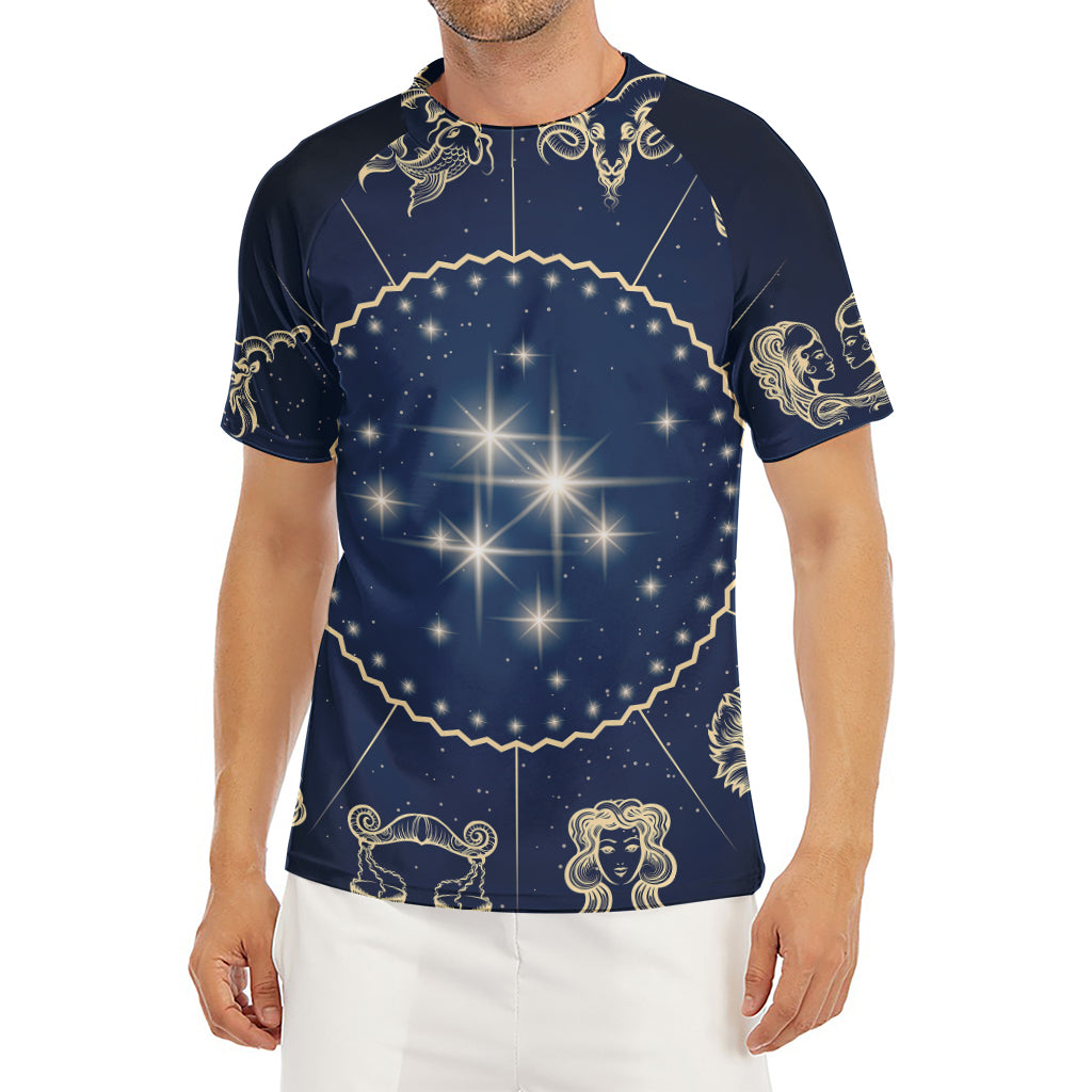 Zodiac Astrology Symbols Print Men's Short Sleeve Rash Guard