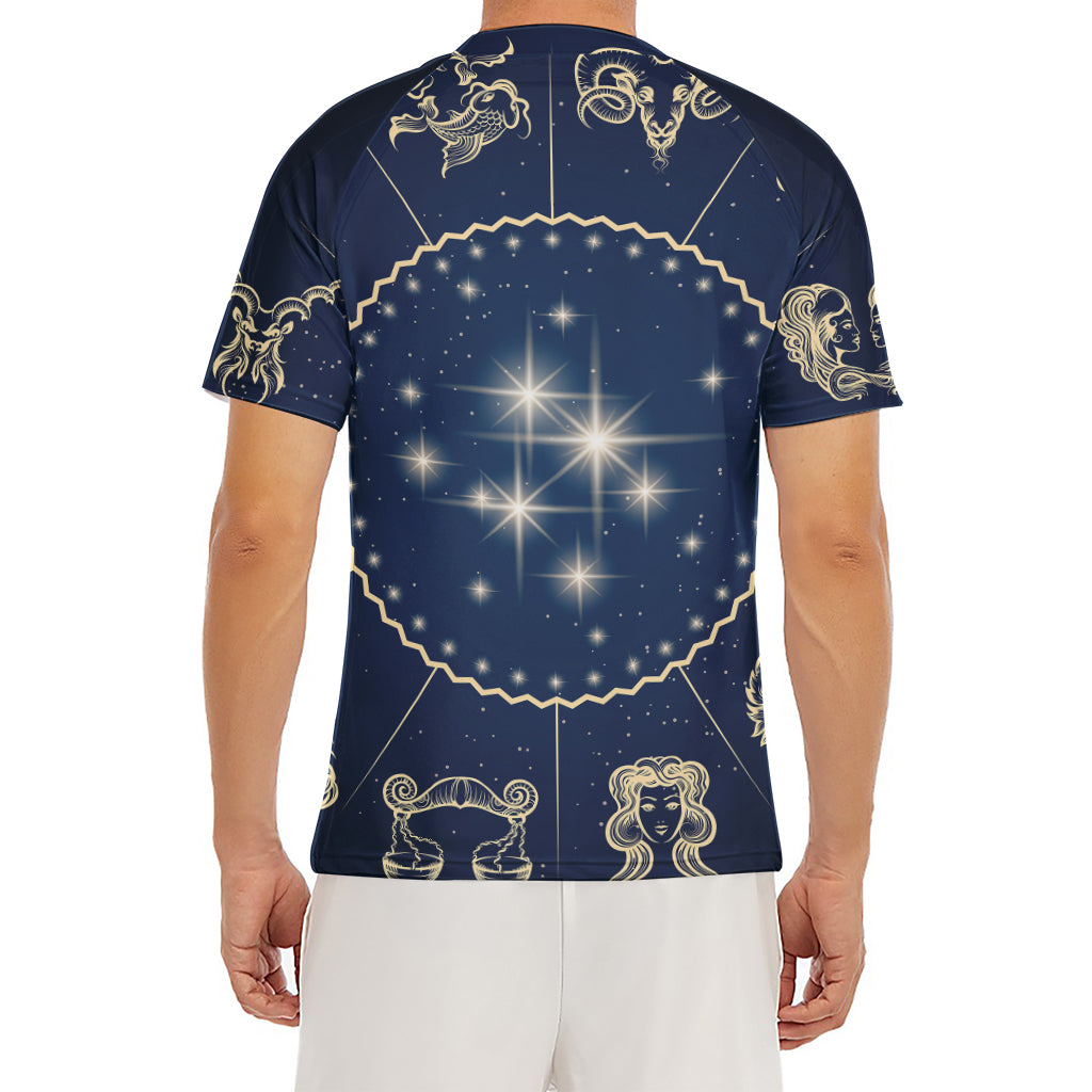 Zodiac Astrology Symbols Print Men's Short Sleeve Rash Guard