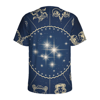 Zodiac Astrology Symbols Print Men's Sports T-Shirt