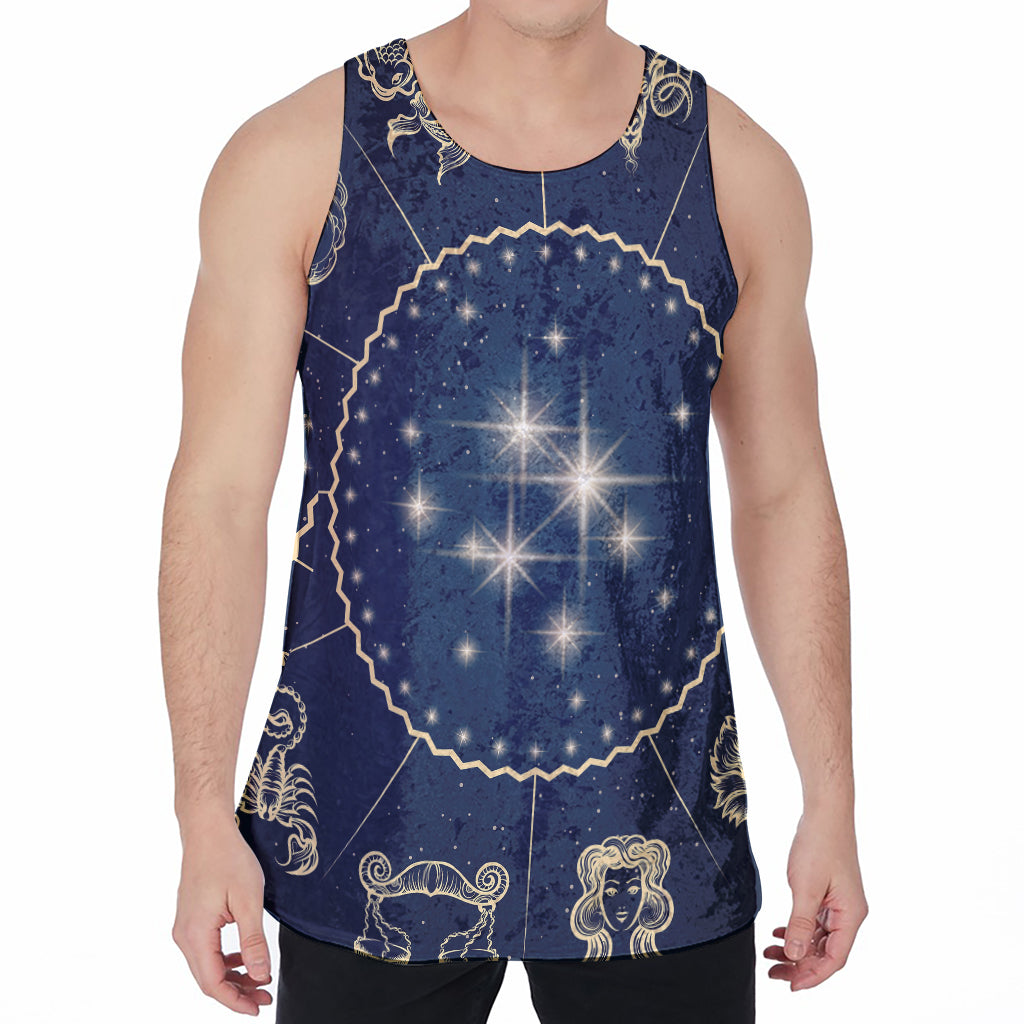 Zodiac Astrology Symbols Print Men's Velvet Tank Top