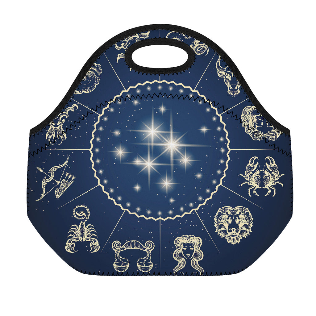 Zodiac Astrology Symbols Print Neoprene Lunch Bag