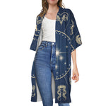 Zodiac Astrology Symbols Print Open Front Beach Cover Up