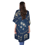 Zodiac Astrology Symbols Print Open Front Beach Cover Up