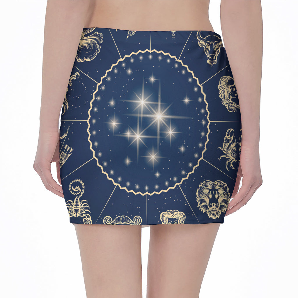 Zodiac Astrology Symbols Print Pencil Mini Skirt