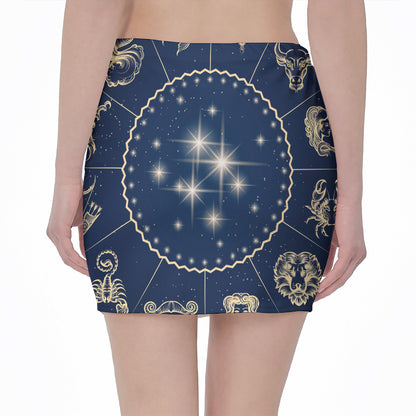 Zodiac Astrology Symbols Print Pencil Mini Skirt
