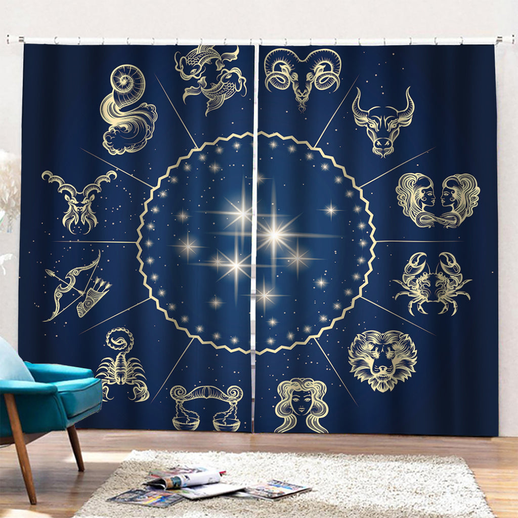 Zodiac Astrology Symbols Print Pencil Pleat Curtains