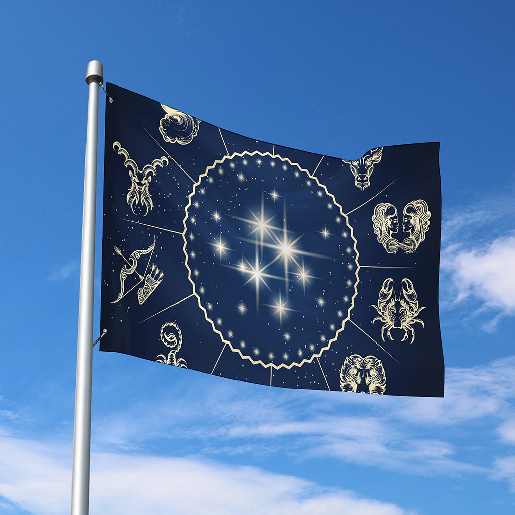 Zodiac Astrology Symbols Print Polyester Flag