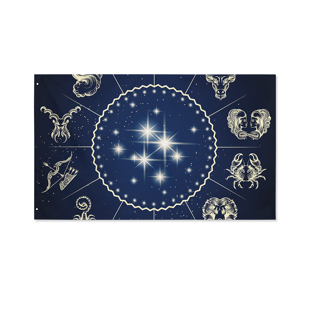 Zodiac Astrology Symbols Print Polyester Flag