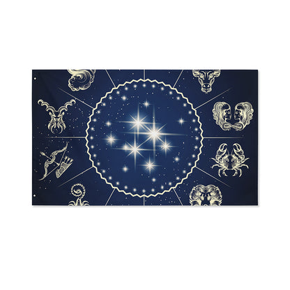 Zodiac Astrology Symbols Print Polyester Flag