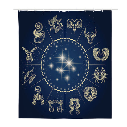 Zodiac Astrology Symbols Print Polyester Shower Curtain