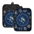 Zodiac Astrology Symbols Print Pot Holders With Pocket
