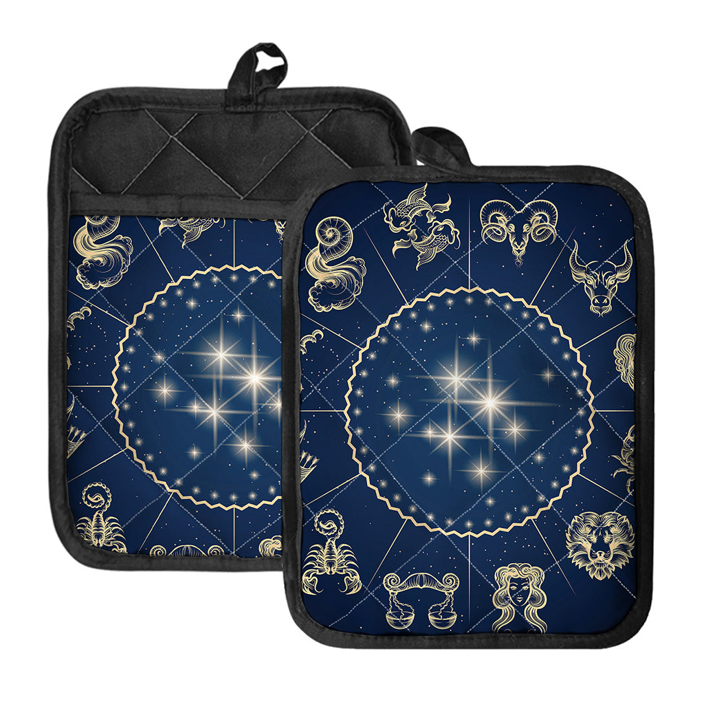 Zodiac Astrology Symbols Print Pot Holders With Pocket
