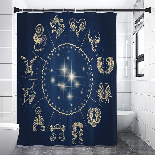 Zodiac Astrology Symbols Print Premium Shower Curtain