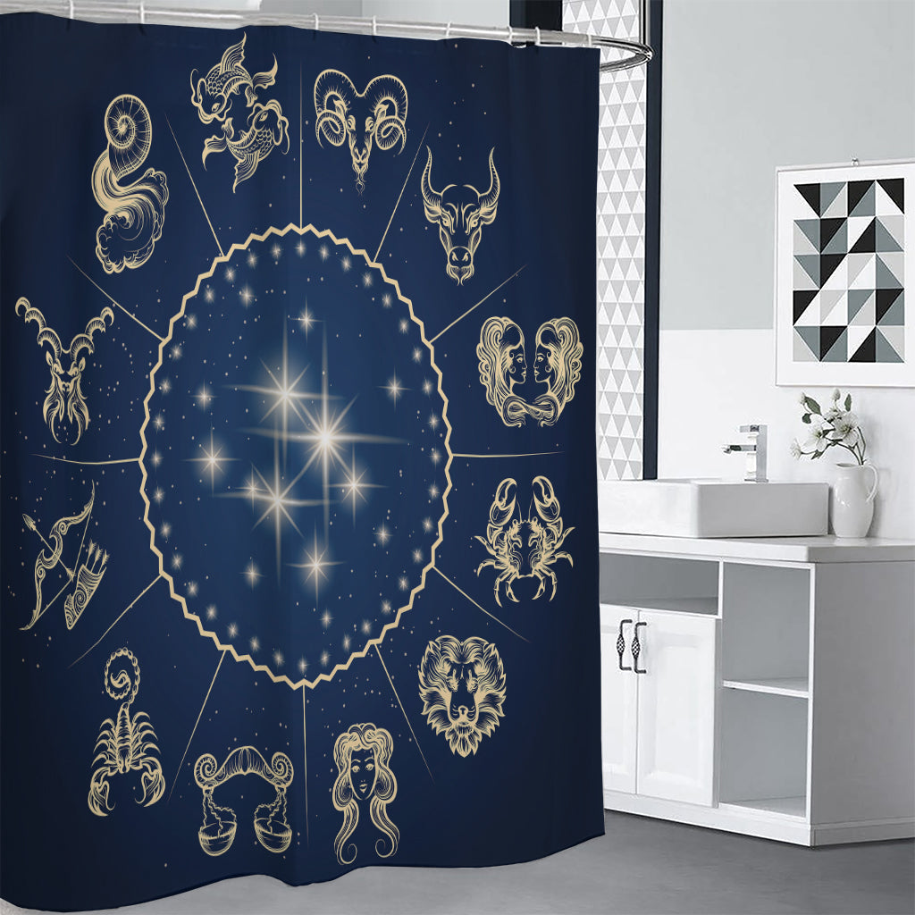 Zodiac Astrology Symbols Print Premium Shower Curtain