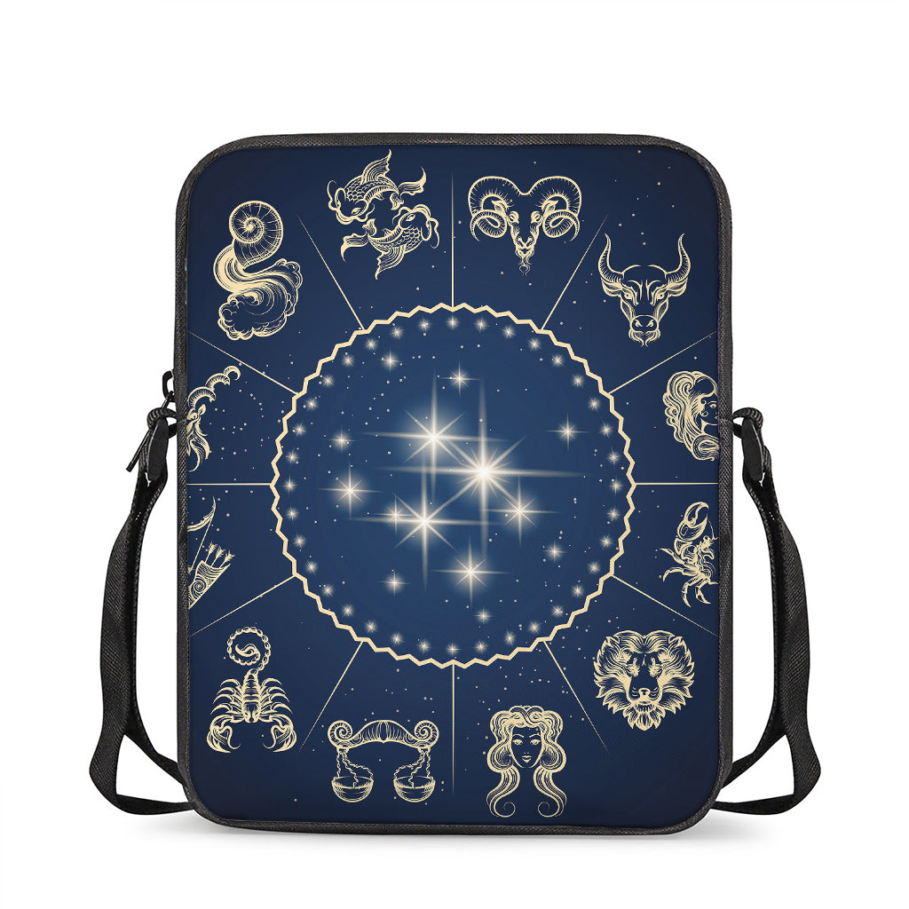 Zodiac Astrology Symbols Print Rectangular Crossbody Bag