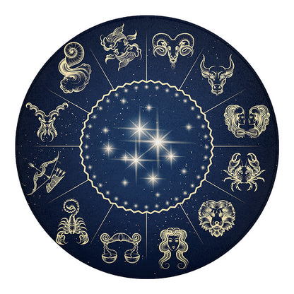 Zodiac Astrology Symbols Print Round Blanket
