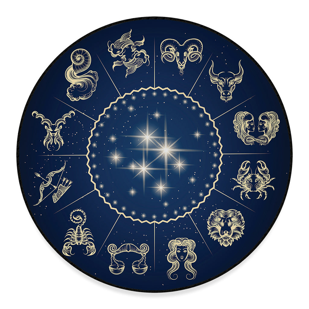 Zodiac Astrology Symbols Print Round Floor Mat