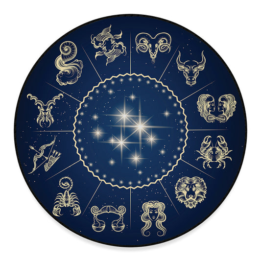 Zodiac Astrology Symbols Print Round Floor Mat