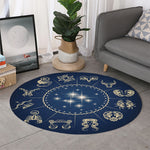Zodiac Astrology Symbols Print Round Rug