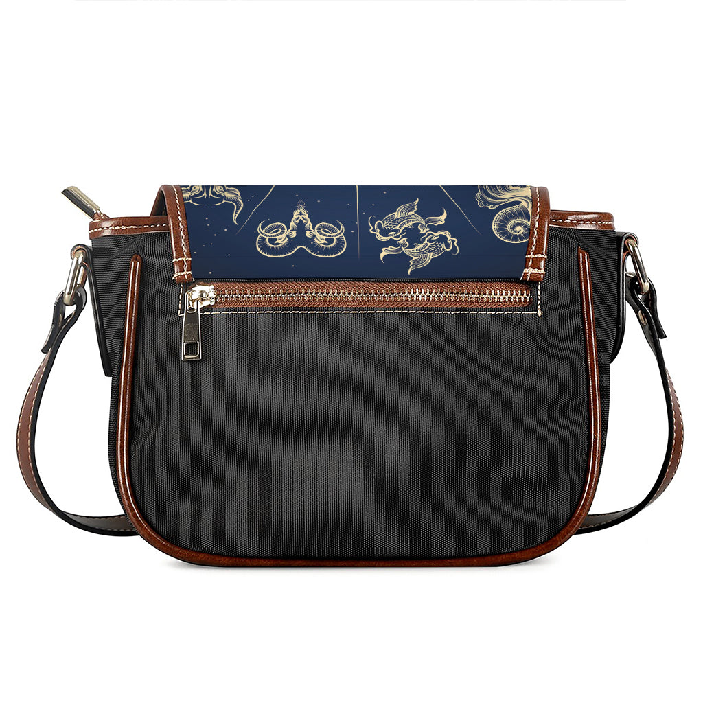 Zodiac Astrology Symbols Print Saddle Bag