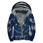 Zodiac Astrology Symbols Print Sherpa Lined Zip Up Hoodie