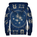 Zodiac Astrology Symbols Print Sherpa Lined Zip Up Hoodie