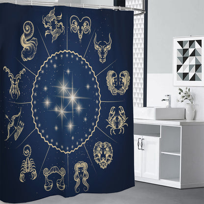Zodiac Astrology Symbols Print Shower Curtain