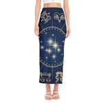Zodiac Astrology Symbols Print Side Slit Maxi Skirt