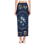 Zodiac Astrology Symbols Print Side Slit Maxi Skirt