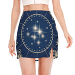 Zodiac Astrology Symbols Print Side Slit Mini Skirt