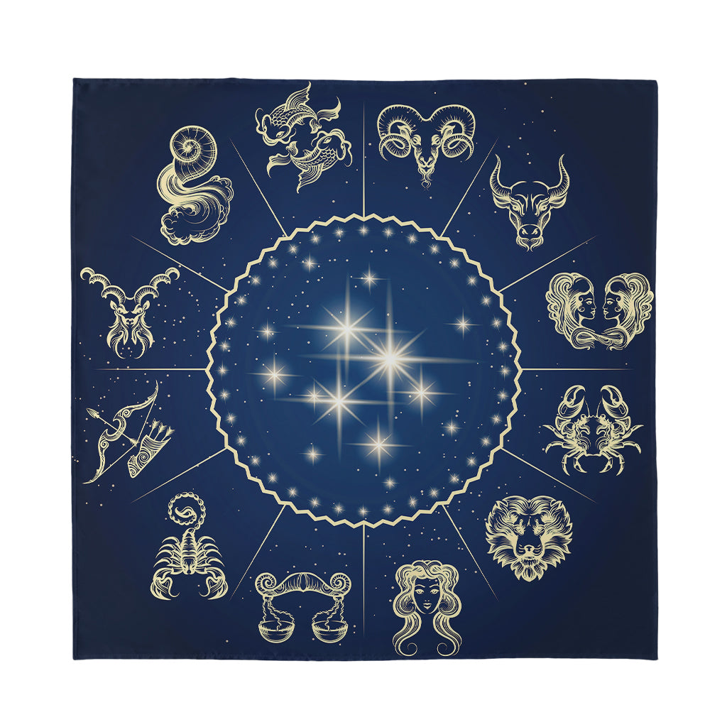 Zodiac Astrology Symbols Print Silk Bandana