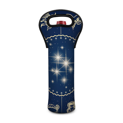 Zodiac Astrology Symbols Print Single Neoprene Wine Tote