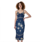 Zodiac Astrology Symbols Print Slim Fit Midi Cami Dress