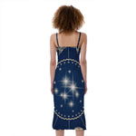 Zodiac Astrology Symbols Print Slim Fit Midi Cami Dress