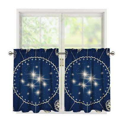 Zodiac Astrology Symbols Print Tier Curtains