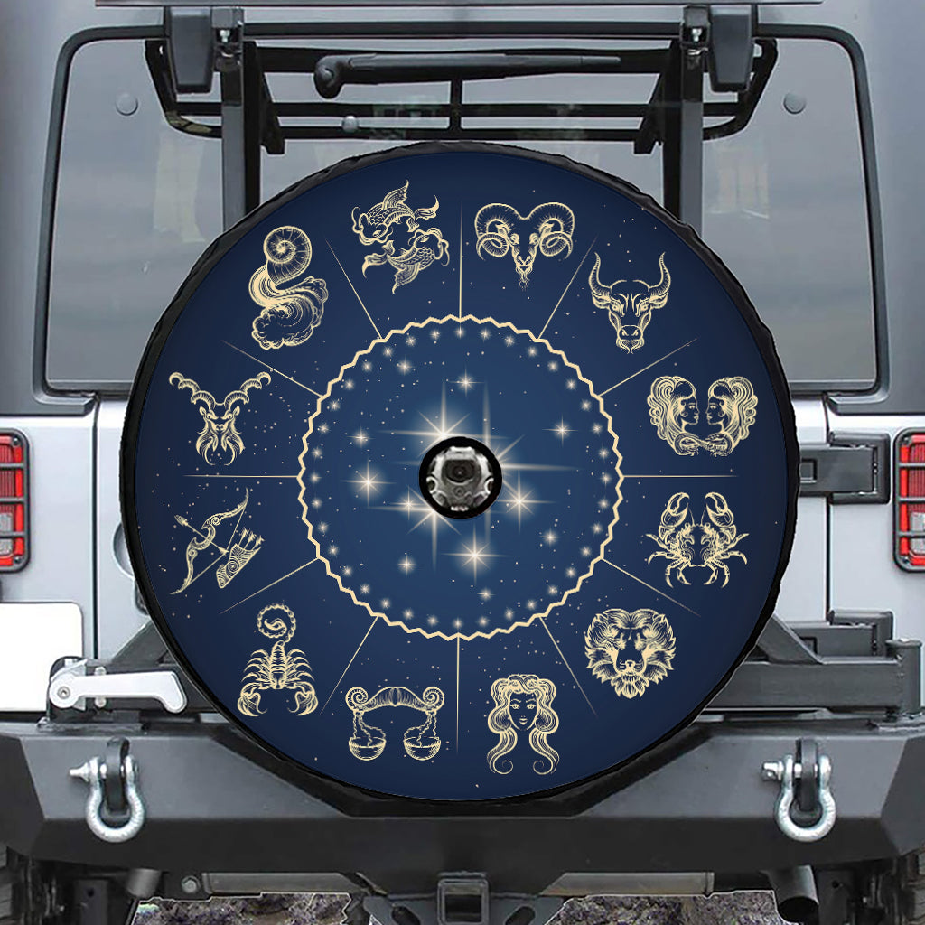 Zodiac Astrology Symbols Print Tire Cover With Camera Hole