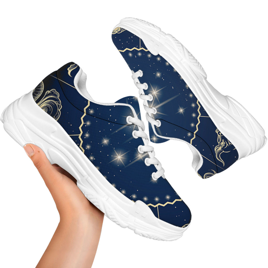 Zodiac Astrology Symbols Print White Chunky Shoes