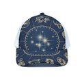 Zodiac Astrology Symbols Print White Mesh Trucker Hat