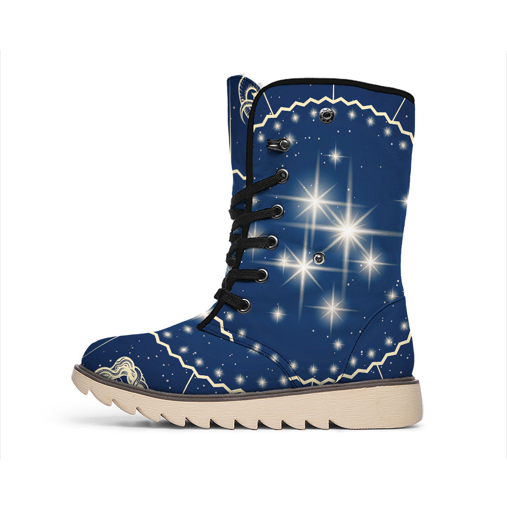 Zodiac Astrology Symbols Print Winter Boots