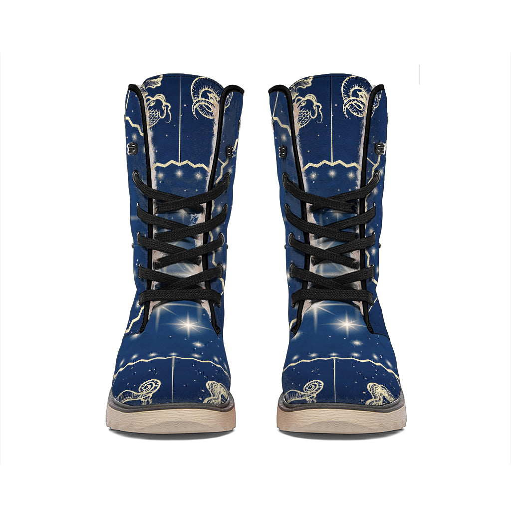 Zodiac Astrology Symbols Print Winter Boots