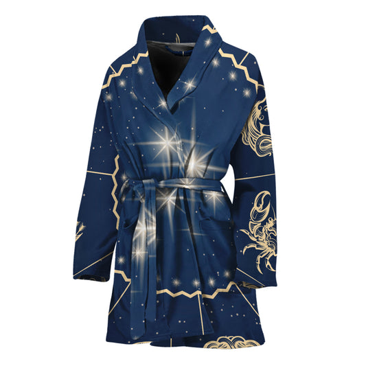 Zodiac Astrology Symbols Print Women's Bathrobe