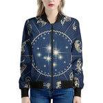 Zodiac Astrology Symbols Print Women's Bomber Jacket