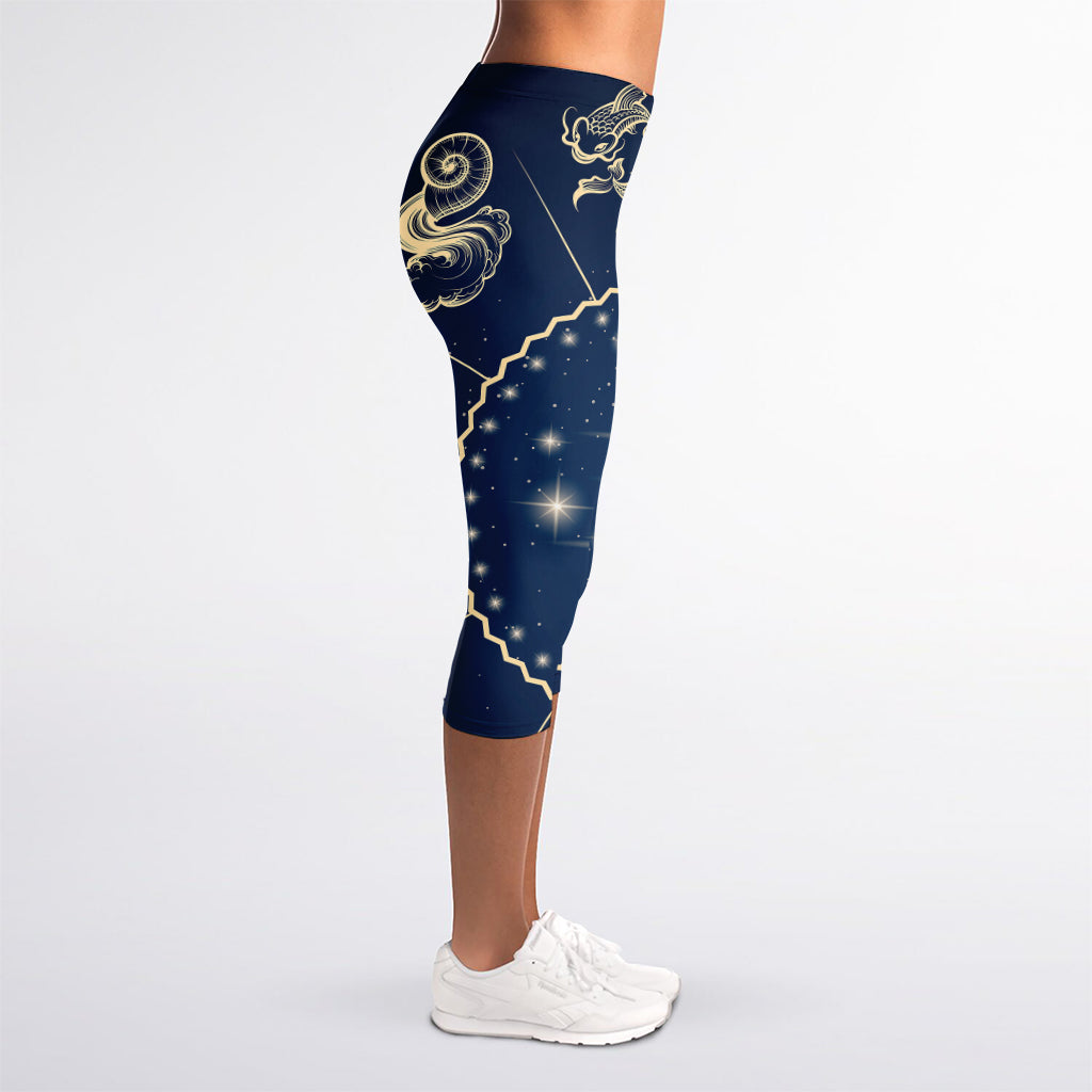 Zodiac Astrology Symbols Print Women's Capri Leggings