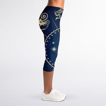 Zodiac Astrology Symbols Print Women's Capri Leggings